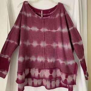 Free People 'Dandelion' purple tie-dye open shoulder sweatshirt